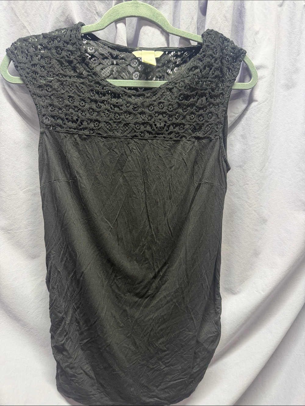 H&M Black Crochet Yoke Sleeveless Camisole